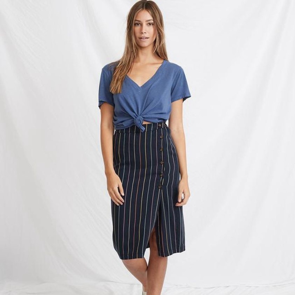 Marine Layer Size XS Knee Length Tencel Button Up Rainbow Stripe Cecille Skirt